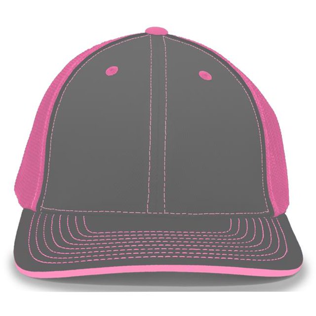 Pacific Headwear 404M.26P.XS Trucker Flexfit Cap, Graphite & Pink - Extra Small