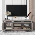 thumbnail image 3 of Gymax TV Stand Entertainment Media Center for TV's up to 65'' w/ Rattan Doors Grey Oak, 3 of 9