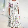 thumbnail image 1 of Robes Maxi pour Femmes 2023 Robe d'Été Bohème à Imprimé à Manches Courtes Robe de Plage Longueur Genou Robe à Manches Courtes en Liquidation, 1 of 5