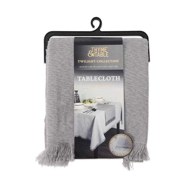 Thyme & Table 102" Rectangle Tablecloth, Gray Lurex