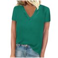 thumbnail image 1 of FAIWAD Womens Summer Tops Short Sleeve V Neck Pullover Shirts Loose Casual Solid Color Basic Tops, 1 of 4