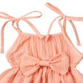 thumbnail image 3 of MesaSe Toddler Baby Girl Summer Fall Basic Plain Short Sleeve Cotton Linen Drawstring Romper Jumpsuit, 3 of 7