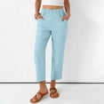 thumbnail image 2 of Sentmoon Women Linen Pants Solid Color High Waist Womens Trouser Pants Oversized Relaxed Fit Summer Beach Pants for Women with Pocket Vacation Essentials for Women for Lounge and Sleep, 2 of 9