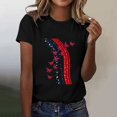 thumbnail image 2 of LUOGENLI T-shirts pour Femme pour Femmes T-Shirt pour Femme Col Rond Haut Imprimé T-Shirt pour Femme T-Shirt à Manches Courtes Tee T-shirts Femmes Blanc Saint-Valentin 4xlt T-shirts pour Femmes T-shirts Graphiques Pâques Noir m, 2 of 4