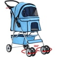 thumbnail image 1 of BestPet Folding Pet Stroller Travel Carrier for Cats & Dogs, Portable Cage Design, Blue, 1 of 7