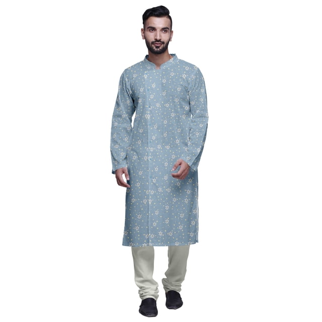 Atasi Kurta Pyjama de Fête pour Hommes Col Mandarin Manches Longues Kurta Pyjama Ethnique