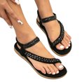 thumbnail image 3 of Kcodviy Women Shoes Flat Sandals Lace Up Sandals for Women Summer Boho Rhinestone Dress Huarache Sandals Women Shoes Comfort Open Toe Elastic Ankle Strap Strapless Sandals Roman Sandals, 3 of 9
