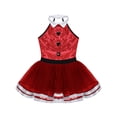 thumbnail image 3 of ranrann Jupe Tutu à Sequins Col Halter pour Filles Robe de Danse Ballet Déguisement Rouge 10, 3 of 5