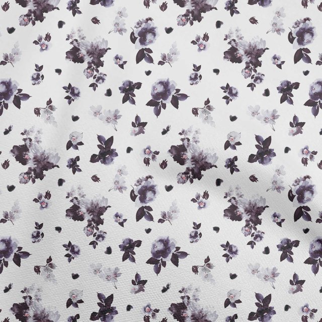 oneOone Cotton Poplin White Fabric Florals Sewing Craft Projects Fabric Prints By Yard 42 Inch Wide