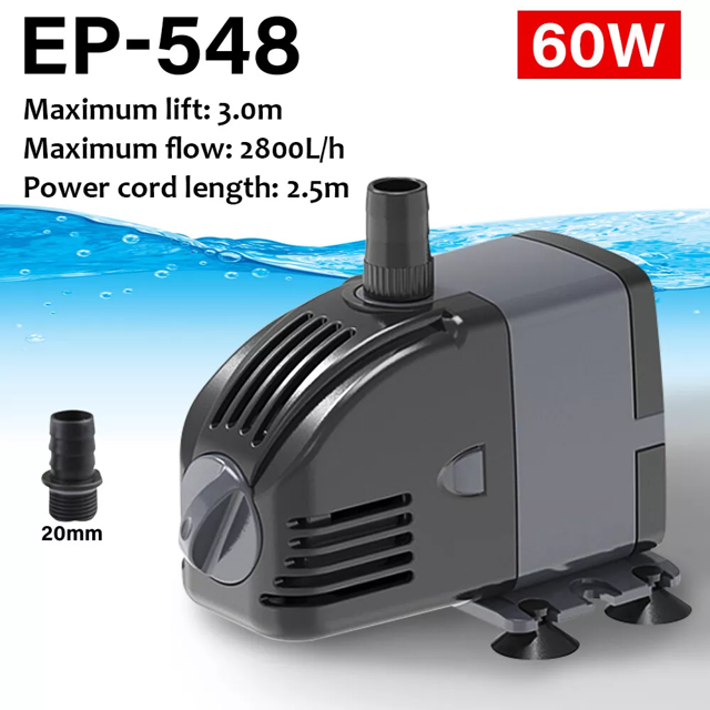 Pompe d'Aquarium à Débit Réglable, Fontaine Submersible pour Aquarium, Étang, Marine