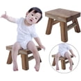 thumbnail image 3 of Small Wooden Step Stool For Kids, Non-Slip Square Seat For Kitchen, Bathroom (Dark Coffee), 3 of 5