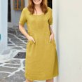 thumbnail image 1 of Gspmoly Robe pour Femmes, Mode d'Été pour Femmes Robe à Manches Courtes à Col Rond Mi-Mollet Robe Imprimée Robes d'Été pour Femmes Cadeaux de Vacances, 1 of 8
