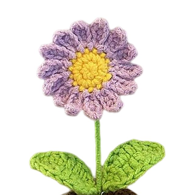tredstone Hand Knitted Crochet Flowers Mini Potted Flowers Car Accessories Small Cute