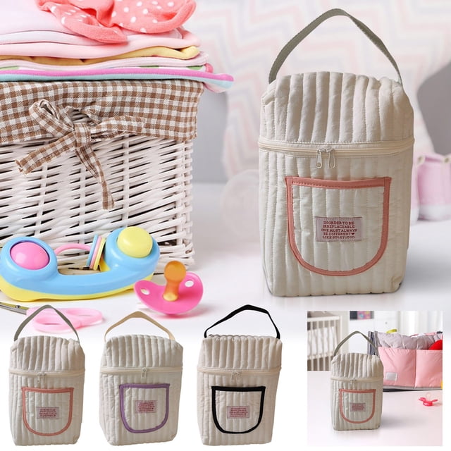pstuiky Sac de Rangement Portable Grande Capacité Sac à Main Matelassé pour Poussettes Sorties Tissu en Coton Léger