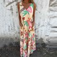 thumbnail image 4 of Ovzne Robes pour Femmes Robe Mode Décontractée Imprimée avec Poches Été Sans Manches Col en V Robe Grande Taille Imprimée Liquidation, 4 of 6
