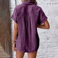 thumbnail image 3 of TINZ Chemise à Manches Chauve-Souris Boutonnée Unie à la Mode et Décontractée pour Dames, Manches Courtes, Automne, pour Femmes, Tunique de Baseball à Manches Longues pour Femmes, 3 of 4