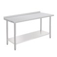 thumbnail image 1 of NSF Stainless Steel Work Table - 60x24x35 Inch - Adjustable Undershelf, Heavy Duty, Rear Baffle, Straight Edge, Tool Hooks, Without Casters, For Kitchen & Garage, 1 of 6