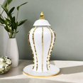 thumbnail image 3 of Porcelain Ginger Jar Ceramic Flower Vase Table Centerpieces Crafts Ornament Home S Gold, 3 of 9