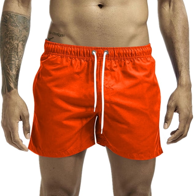 Plebaso Men's Beach Shorts Lightweight Casual Shorts Solid Color Drawstring Summer Shorts with Pockets