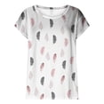 thumbnail image 3 of Blouses à Manches Courtes pour Femmes Femmes Décontracté Imprimé Manches Courtes Col Rond Chandail Blouse T-Shirt Hauts Femmes Hauts à Manches Courtes Femmes Blouse à Manches Courtes Hauts à Manches Courtes pour Femmes, 3 of 5