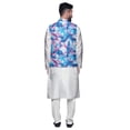 thumbnail image 3 of Atasi Kurta Pyjama Traditionnel Uni à Col Mandarin avec Ensemble de Veste Imprimée, 3 of 3