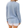 thumbnail image 4 of Women Side Split Hem V Neck Long Sleeve Pocket Pullover Shirt, 4 of 7