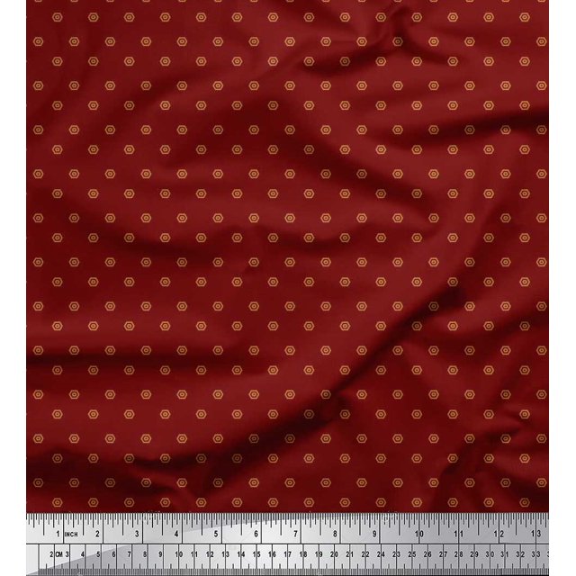 Soimoi Poly Georgette Fabric Hexagon Shirting Printed Fabric 1 Yard 52 Inch Wide