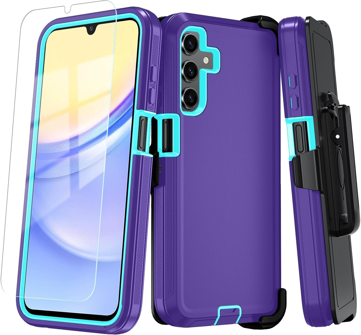 XIHAMA Samsung Galaxy A16 5G Case, 3-Layer Shockproof Phone Cover with 2 HD Screen Protectors