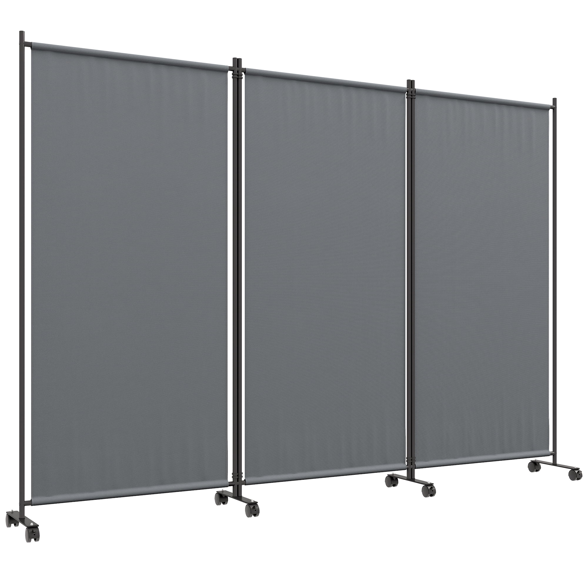 Outsunny Room Divider with Wheels, 6ft Folding Privacy Screen, Dark Grey