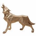 thumbnail image 2 of FJWYSANGU Abstract Wolf Statues Hand Craved Animal Resin Sculpture Modern Home Decoration Gold, 2 of 4