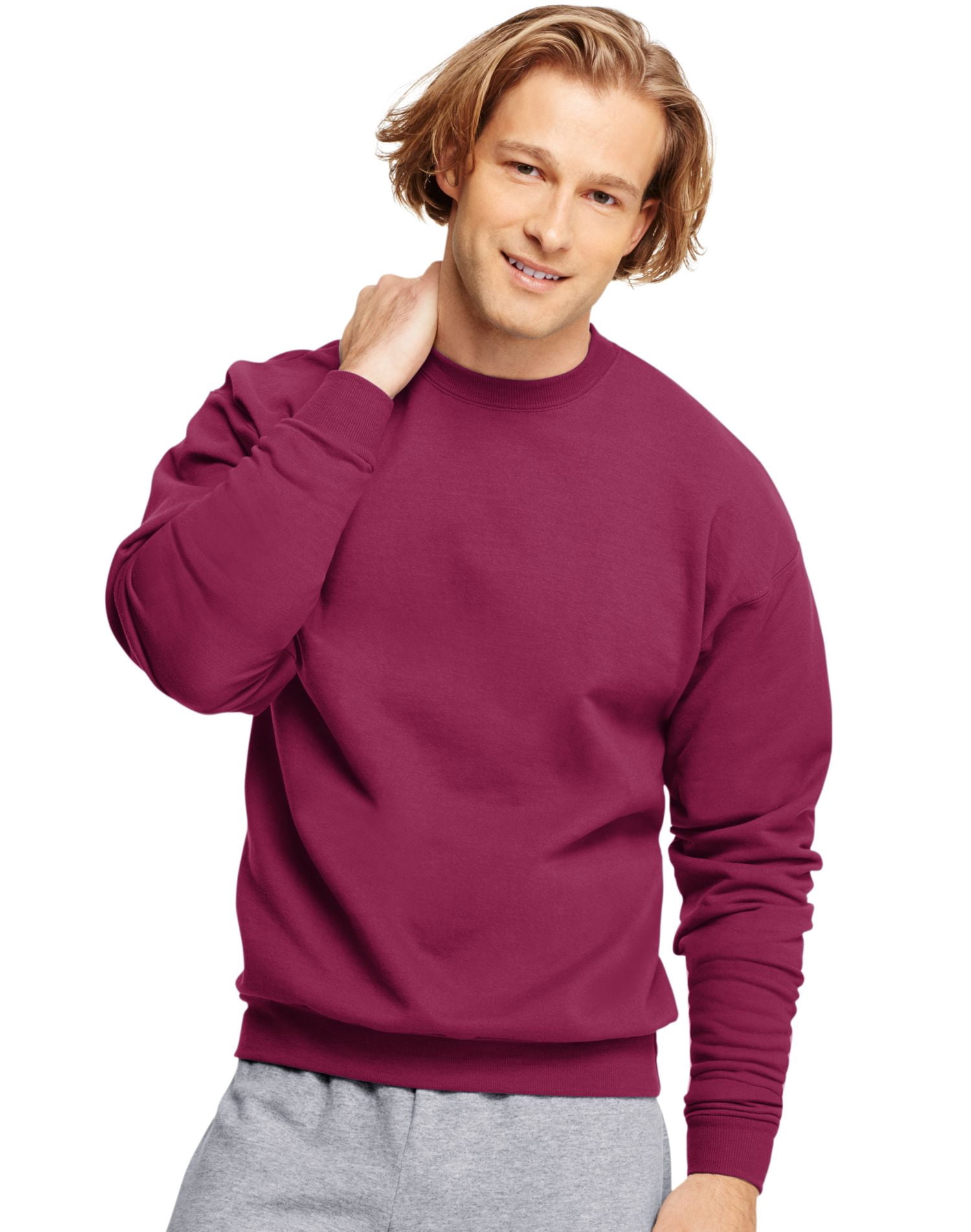 Hanes Mens ComfortBlend EcoSmart Crew Sweatshirt - Best-Seller, S, Cardinal