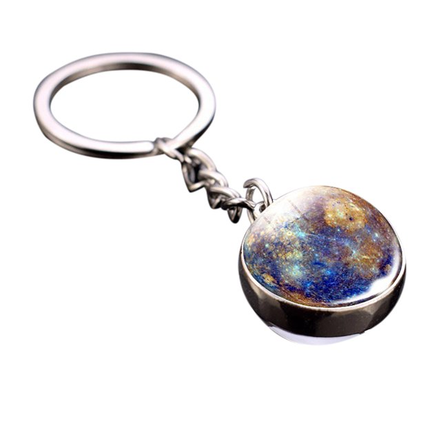 Glass Ball Keychain Luminous Double-sided Planetary Key Ring Bag Charm for Girls
