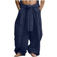 thumbnail image 2 of Men Solid Casual Pockets Outdoor Straight Type Elastic Waist Pants Trousers, 2 of 6