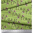 thumbnail image 3 of Soimoi Green Moss Georgette Fabric Floral Love Text Printed Craft Fabric by the Yard 44 Inch Wide, 3 of 5