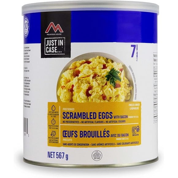 Mountain House Scrambled Eggs with Bacon (6 Cans) | Freeze Dried Survival & Emergency Food | #10 Can | Gluten-Free | Breakfast Meal | Easy to Prepare | Delicious and Nutritious