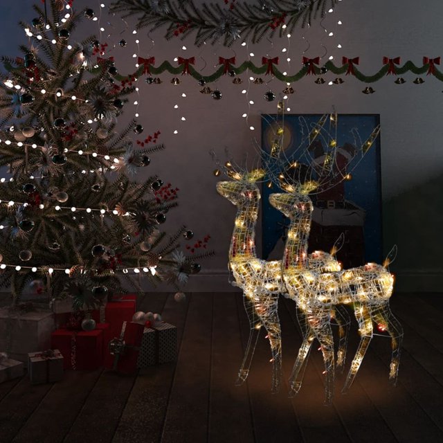 vidaXL Décorations de Noël en Acrylique Renne 2 Pcs 120cm Multicolore