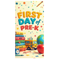 thumbnail image 2 of Colorful School Themed Backdrop Banner with Alarm Clock Books Apple Globe and School Bus for First Day of Pre K Celebrations Party Decorations Photography Props Classroom Decor Background, 2 of 4