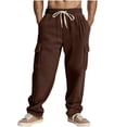 thumbnail image 2 of Styesk Men's Pants Men's Solid Color Casual Elastic Waistband Drawstring Pocket Workwear Pants, 2 of 7