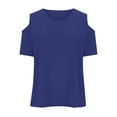 thumbnail image 4 of PMVFHDE T-Shirt à Manches Courtes d'Été Uni pour Enfants à Col Rond - Haut Léger, Respirant et Doux Bleu Foncé, 5-6 Ans, 4 of 5