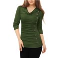 thumbnail image 2 of INSPIRE CHIC Haut Froncé à Col Bénitier pour Femme à Manches Longues avec Boutons Décoratifs pour Tenue Décontractée 2TG Vert, 2 of 6