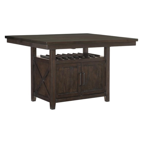 Pemberly Row Counter Height Dining Table with Wine Rack - Distressed Dark Cherry