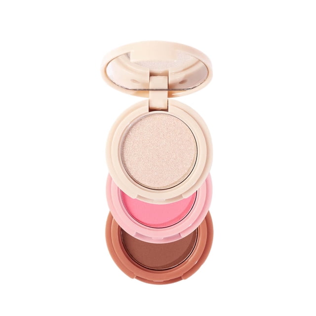 Heliisoer High Gloss Powder Blusher Facelift 3in1 Disc, Multifunctional Makeup Tray