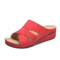 thumbnail image 1 of Penkiiy Womens Sandals Hollow Wedge Sandals Open Toe Orthopedic Arch Support Slip-on Slippers Perforated Backstrap Sandals Flower 36 Red, 1 of 8