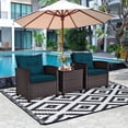 thumbnail image 4 of Costway Ensemble de Mobilier de Jardin en Rotin 3 Pcs, Canapé et Fauteuils Rembourrés Bleus, 4 of 10