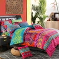 thumbnail image 3 of Jolusere Ensemble de Housse de Couette Boho Très Grand, 3 Pcs Rétro Bohemian Mandala Rayé Ensemble de Housse de Couette pour Adultes Toutes Saisons, Rouge Coloré, 3 of 10