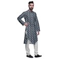 thumbnail image 2 of Atasi Button Down Asymmetric Printed Long Sleeve Rayon Kurta Pyjama Set, 2 of 4