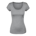 thumbnail image 4 of Emmalise T-Shirt à Manches Courtes pour Femme, Col Rond, Ensemble Économique (3 Pk Hth Gris Violet Rouge Grand), 4 of 4
