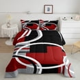 thumbnail image 1 of Erosebridal Black Red Gray Circle Bedding Queen Comforter Set, Abstract Striped Line Down Comforter Ultra Soft 3 Pieces, 1 of 8