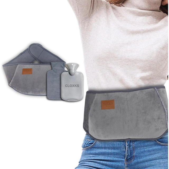 Hot Water Bottle Pouch with Waist Cover with Wearable Belt Wrap Around Hot Water Bottle PVC Soft Hand Warmer Leakproof Water Bag for Stomach Period Pain Relief Back Tummy and Shoulders1