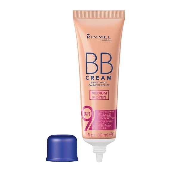 Rimmel BB Crème, 9 en 1 : apprête, hydrate, minimise les pores, dissimule, matifie, éclaircit, légère et facile à estomper, 100% sans cruauté